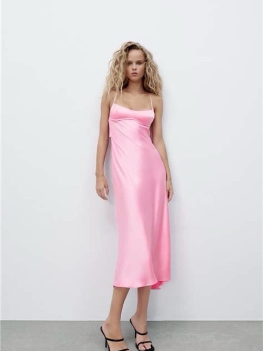 ZARA Viral Pink Satin Effect Cutout Dress